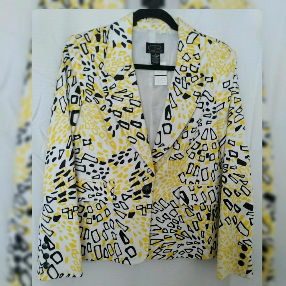 Yellow & Black Lined Blazer, Size 6